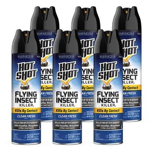 Hot Shot Flying Insect Killer Spray 15 oz Clean Scent, 6 Pack – Kills on Contact - Picture 1 of 5