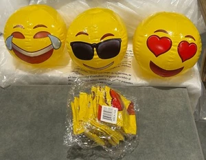 12" Emoji Party Pack Aufblasbare Strandbälle - Beach Pool Party Spielzeug (12er Pack) - Bild 1 von 1