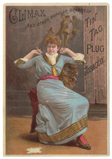 1885 Lorillard's Climax Tin-Tag Plug Tobacco Victorian Trade Card-FREE USA SHIP!