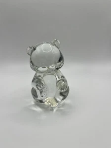 Vtg Fenton Teddy Bear Figurine Hand Blown Clear Art Glass Animal Paperweight - Picture 1 of 24