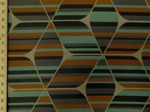 Tela de tapicería abstracta contemporánea Momentum Sail Tidal verde azulado, caramelo y gris - Imagen 1 de 1