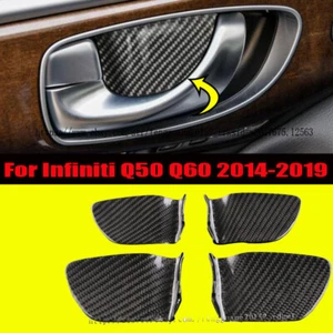 For Infiniti Q50 Q60 2014-19 Real Carbon Fiber Inner Door Handle Bowl Cover Trim - Picture 1 of 6