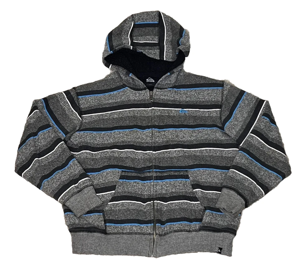 Chaqueta con Capucha Quicksilver Sherpa Forrada Juvenil Cremallera Completa Gris Rayas Juvenil Mediana Foto 1 de 4