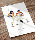 Affiche imprimée illustrée Jeff Bagwell & Craig Biggio Houston Astros baseball art