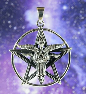 Sterling Silver (925) Pentagram With Horned Beast Pendant !! New !! - Picture 1 of 7