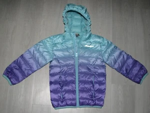 Eddie Bauer Duck Down Puffer Jacket Kids Sz XXS 4 Hooded Ombre purple turquoise - Picture 1 of 3