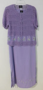 Maxi Vestido Teddi 2 Piezas con Crochet Crop Cardigan Encogido de hombros Bordado Dobladillo Talla 6 - Imagen 1 de 14