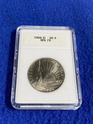 1986-D Statue of Liberty Commemorative Half Dollar Lighthouse MS70 MS 70 - Image 1 of 4