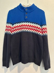 LAND'S END (YOUTH 14-16) Knit Sweater Ski Scotland Nordic Button Collar - Picture 1 of 3