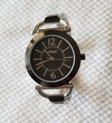 Nuevo con etiquetas Reloj Vivani Tono Plata Puño/Brazalete Esfera Gunmetal y Bisel 6"-7" Funcionamiento Foto 1 de 4