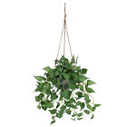 Outdoor Hanging Plants with Baskets - Fake Leaves in Pot