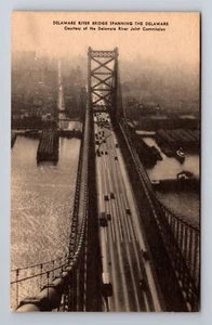 DE-Delaware, Aerial Of River Bridge Spanning Delaware, Antique Vintage Postcard - Imagen 1 de 2