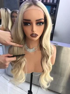 24'' Ombre Blonde 13X4 Lace Front Human Hair Wigs for Women Daily Use - Picture 1 of 3