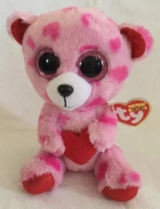 TY Beanie Boos - SWEETIKINS die rosa & roten Herzen Bär Glitzeraugen 6" neu mit Etikett - Bild 1 von 5