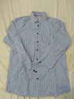 Eton Contemporary Fit Dress Shirt Size 41 16  Long Sleeve Striped Blue