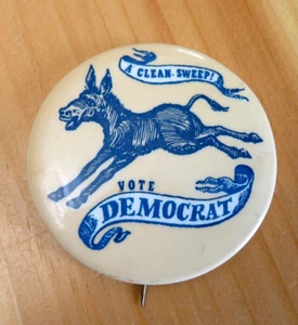 1967 A Clean Sweep VOTO DEMÓCRATA Burro Botón Político Pin 2" Nixon - Humphrey - Imagen 1 de 3