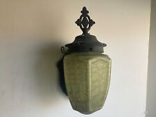 Antique Green Crackle Glass Beehive Porch Sconce Metal 12.5"