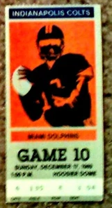 BIGLIETTO INDIANAPOLIS COLTS STUB v MIAMI DELFINI 1989 - RARO! VINTAGE! - Foto 1 di 1
