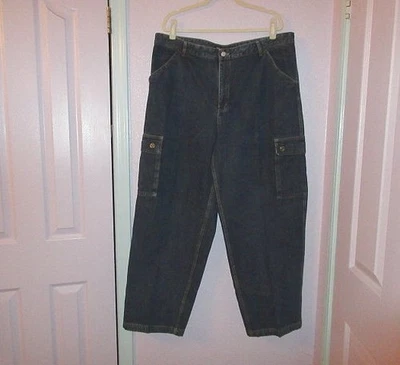 Y2K Vintage Men's Baggy Jeans Size 40x31 Cargo Flap Pocket Grunge Streetwear 90s - Image 1 of 4