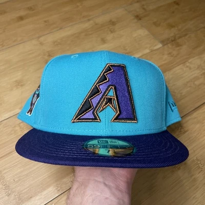 New Era 59FIFTY Arizona Diamondbacks ALT Teal Purple Wool-Brim 1998 7 3/4 Hat - Image 1 of 4