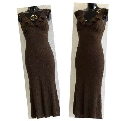 BLOGGER KLEID lang figurbetont Maxikleid Trägerkleid Rüschen Partykleid Sexy neu - Bild 1 von 4