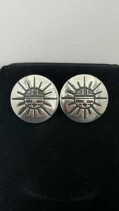 Pendientes de botón redondos de ley estilo suroeste cara de sol vintage tribal Sunburst - Imagen 1 de 5