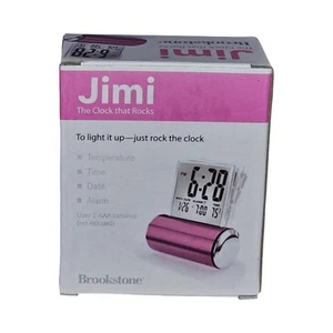 Brookstone Jimi Rocking Digital Alarm Clock Pink Temp Date Time NEW OPEN BOX - Picture 1 of 3