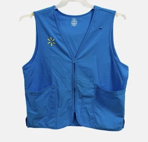 Walmart Employee Vest Blue Zip-Up With Embroidered Spark Logo & Pockets Size L - Picture 1 of 4