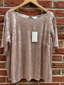 Monsoon Rose Gold Heart Sequin Tunic Top Size 18 - BNWT NEW - Picture 1 of 9