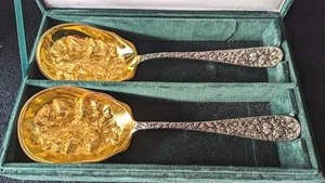 Neiman Marcus Godinger vergoldete/versilberte Servier-Erdbeerlöffel. Vintage - Bild 1 von 12