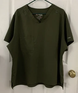 SCRUB UNIFORM TOP Grey's Anatomy 3XL Dark Olive One Chest Pocket Stretch - Picture 1 of 12