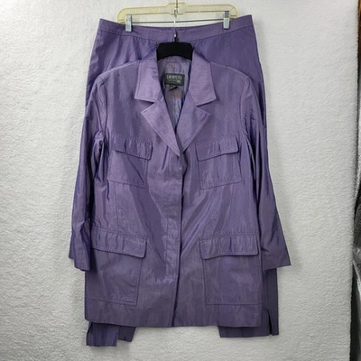 LAFAYETTE NY 148 womens 16 purple cotton silk blend pants set (flawed) - Image 1 of 4