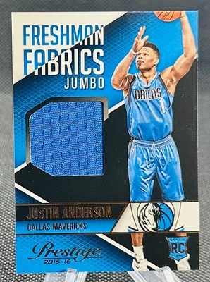 Camiseta deportiva Panini Prestige Freshman Fabric Jumbo Justin Anderson Mavs RC 2015-16 Foto 1 de 2
