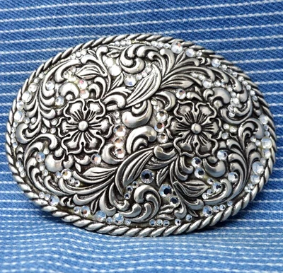 Cinturón Western Scroll Hebilla Vaquera Vaquera Estrás De Colección Años 80 Nocona .BMW903 Foto 1 de 4