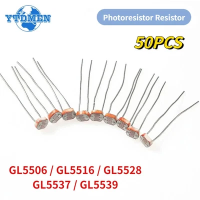 Kit de fotoresistencia LDR 50 PIEZAS GL5506 GL5516 GL5528 GL5537 GL5539 sensor de luz Foto 1 de 4