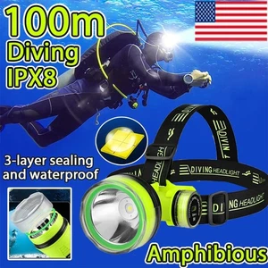 Super Bright 100m Diving Head Flashlight Rechargeable Waterproof Diving Torch - Picture 1 of 9