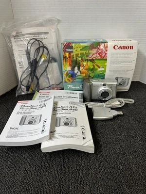 Canon PowerShot A70 3.2MP Digital Camera – Silver – PARTS ONLY B10 - Image 1 of 4
