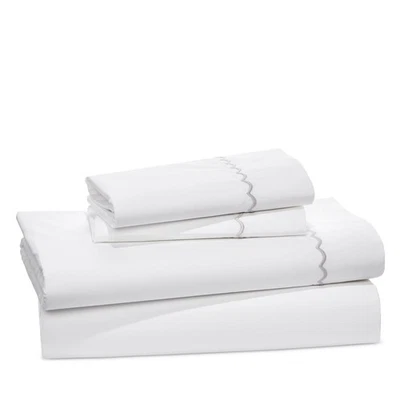 Matouk Astrid Cotton Percale Full/Queen Duvet Cover Set White/Silver - NWT $750 - Image 1 of 2