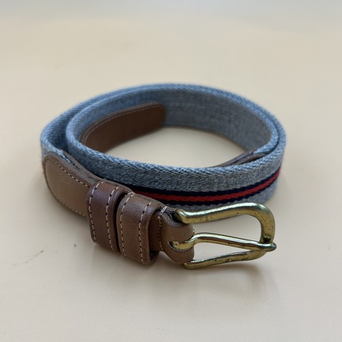 Cintura Coach vintage donna 30 pelle lana marrone ottone blu righe rosse