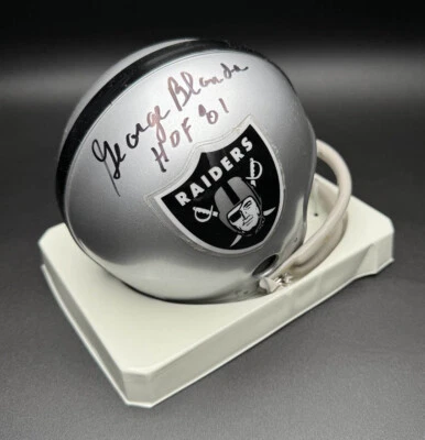George Blanda SIGNED Oakland Raiders Mini Helmet + HOF 81 PSA/DNA AUTOGRAPHED - Image 1 of 3