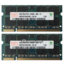 New Hynix 8GB 2x4GB PC2-6400 DDR2-800MHz Non-Ecc 200pin Sodimm Laptop Memory RAM