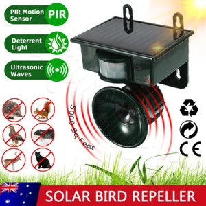 PIR Motion Sensor Solar Ultrasonic Bird Repeller Pest Bat Bird Scarer Universal - Picture 1 of 14