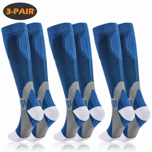 Athletic Long Socks, 2-3Pairs Compression Socks for Nurse Edema Diabetic Travel - Picture 1 of 18