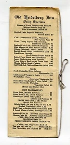Vintage CENTURY OF PROGRESS Menu OLD HEIDELBERG INN Daily Specials drinks - Picture 1 of 1
