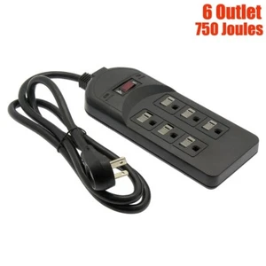 6 Outlet Power Strip Surge Protector 750J AC 120V 15A 4FT Cord RFI & EMI Filter - Picture 1 of 3