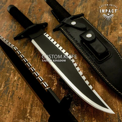 Hand Made by Impact Cutlery Rare Custom D2 Rambo 2 Survival Bowie Knife - Image 1 of 4