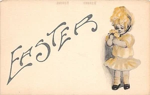 A90/ Easter 3 Postcards Set Holiday Greetings c1910 Kids Boy Girl Flowers 4 - Picture 1 of 6