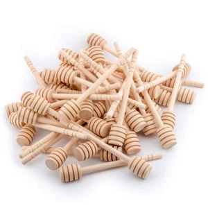 100-Pack 6 Inch Portable Wooden Jam Honey Dipper Honey Sticks for Honey Jar D... - Picture 1 of 7