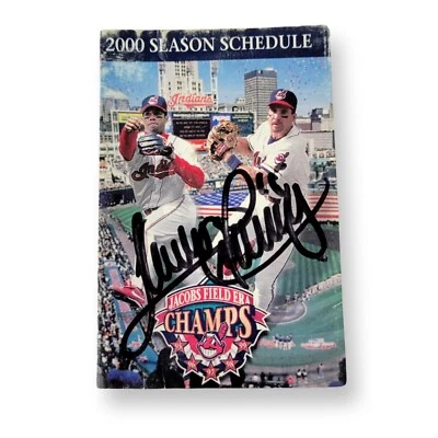 Sandy Alomar Jr Signed Autographed MLB 2000 Season Schedule Cleveland Indians - Image 1 of 4