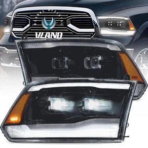 Amber LED 2Projector Headlights For 2009-18 Dodge Ram 1500 2500 3500 W/Animation - Foto 1 di 12